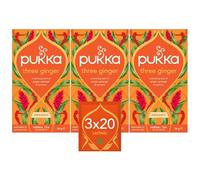 Pukka Herbs | Three Ginger Organic Herbal Tea Box | Digestion-Aiding Infusion With Ginger, Turmeric, And Galangal | Ideal After Meals | Caffeine Free | 3 Packs | 60 Plant Based Biodegradable Tea Bags
