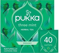 Pukka Herbs Three Mint Herbal Tea, 40 Teabags, Caffeine Free, For Digestion