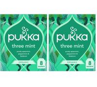 Pukka Herbs Three Mint Organic Herbal Tea, 8 Teabags, Digestion & Sleep (Pack of 2)