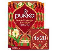 Pukka Herbs | Turmeric Active Organic Box |Tea With Ginger, Turmeric, Nettle & Orange | Ideal For Boosting Energy | 4 Packs | 80 Plant Based Biodegradable Tea Bags