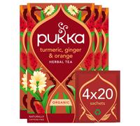 Pukka Herbs | Turmeric Active Organic Box |Tea With Ginger, Turmeric, Nettle & Orange | Ideal For Boosting Energy | 4 Packs | 80 Plant Based