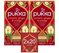Pukka Herbs | Turmeric, Ginger & Orange Organic Box |Tea With Ginger, Turmeric, Nettle & Orange | Ideal For Boosting Energy | 2 Packs | 40 Plant Based Biodegradable Tea Bags