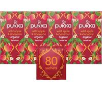 Pukka Herbs | Wild Apple and Cinnamon Organic Herbal Tea Box | Infusion With Ginger, Orange and Cardamom | Perfect For Bright Energy | Caffeine Free | 4 Packs | 80 Plant Based Biodegradable Tea Bags