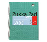 Pukka Pad, A4+ Metallic Jotta Book 3 Pack -22.5 x 29.6cm-Wirebound Notebook with 8mm Lines and 80GSM Paper -Features 4-Hole Punch Margins and Perforated Edges -200 Pages, Green