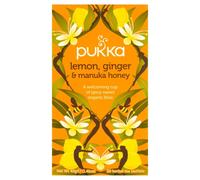 Pukka Lemon Ginger & Manuka Honey Herbal Tea Bags - Organic and Fair - Naturally Caffeine Free (Pack of 4)