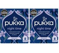 Pukka Night Time Organic Herbal Tea - 8 Biodegradable Tea Bags - Sleep Tea Box, Chamomile, Lavender, Oat Flower, and Limeflower - Natural For Bedtime Relaxation, Caffeine Free (Pack of 2)