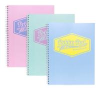 Pukka Notepad Pastel A4 Ruled Spiral Assorted Perforated 200 Pages Pack of 3 of 100 Sheets