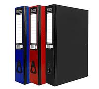 Pukka Pad 3 x Pukka Foolscap A4 Glossy Box Files with Document Clip & Push Lock School Work Office 70mm Spine File Organiser (Assorted) (Black Navy Red), Does not apply
