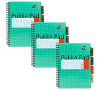 Pukka Pad Project Book Metallic B5 Ruled Spiral Bound PP (Polypropylene) Hardback Green Perforated 200 Pages Pack of 3