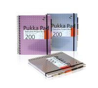 Pukka Pad, 6970-MET Metallic Executive Project Book A4, Silver / Pink / Blue Pack of 3