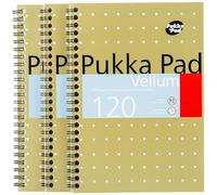 Pukka Pad Notebook Vellum A5 Wirebound Ruled 120pp 80gsm Perforated Card Cover Yellow Pack of 3