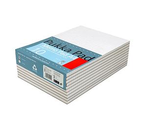 Pukka Pad, A4 8mm Ruled Memo Pad - Pack of 10 - 160 Pages, 80 Sheets of Unpunched 60GSM Paper Per Pad - Glue Top-Bound, Thick Card Back Cover for Home, School Students, & Office Professionals