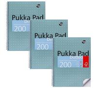 Pukka Pad, A4 Dotted Metallic Jotta Book for Graphing, Art, Bullet Journaling - 3 Pack - 29.7 x 23cm - Wirebound Notebook with 80GSM Paper, 4-Hole Margins and Perforation - 200 Pages, Grey