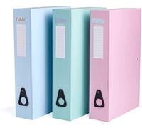 Pukka Pad A4+ Foolscap Box Files 75mm - Pastel Colours Blue, Pink, Green - Pack 3