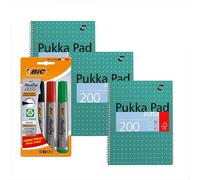Pukka Pad A4 Jotta Book 3 Pack with BIC Marking 2000 Permanent Markers 4 Pack for School & Office Pukka Multicolor