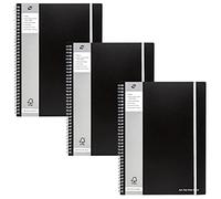 Pukka Pad, A4+ Jotta Notebook - Pack of 3 Wirebound Notepads with 160 Perforated Pages of 80GSM Paper with 8mm Lines, Margin, and 4-Hole Punch - 29.7 x 23cm, Black