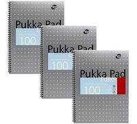 Pukka Pad, A4+ Metallic Editor Pad 3 Pack - Wirebound Notebook with 8mm Lines and 80GSM Paper - 100 Pages