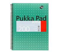 Pukka Pad, A4+ Metallic Jotta Book 1 Pack -22.5 x 29.6cm-Wirebound Notebook with 8mm Lines and 80GSM Paper -Features 4-Hole Punch Margins and Perforated Edges -200 Pages, Green
