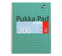 Pukka Pad, A4+ Metallic Jotta Book Bulk 15 Pack -22.5 x 29.6cm-Wirebound Notebook with 8mm Lines and 80GSM Paper -Features 4-Hole Punch Margins and Perforated Edges -200 Pages, Green