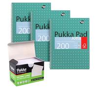 Pukka Pad, A4+ Metallic Jotta Books with Revision Cards - 3 Wirebound Notebooks Featuring 8mm Lines, 80GSM Paper with Perforated Edges, 400 Pack of 160GSM Flash Cards for Studying or Presentations