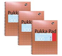 Pukka Pad, A4+ Metallic Jotta Executive Book 3 Pack - Wirebound Notebook with 8mm Lines and 80GSM Paper - 300 Pages