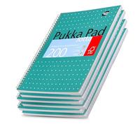 Pukka Pad A4+ Metallic Jotta Notebook 22.5x29.6 cm Wirebound, 80 GSM Paper, 200 Pages, 8mm Lined with 4-Hole Punch Margins, Perforated Edges Notebook for School & Office (Green) (Pack of 6)