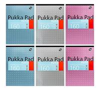 Pukka Pad, A4 Refill Notepad - 160 Pages of Premium Quality Paper - 80GSM, with Feint Ruled 8mm Lines and Margin - Tape Head Bound with 4-Holepunch - 29.7 x 21cm - Pack of 6, Assorted Colours