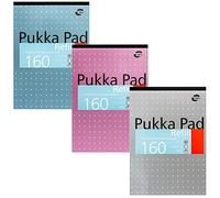 Pukka Pad, A4 Refill Notepad - 160 Pages of Premium Quality Writing Paper-80GSM, with Feint Ruled 8mm Lines and Margin-Tape Head Bound with 4-Holepunch -29.7 x 21cm -Pack of 3 Assorted