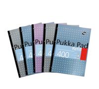Pukka Pad A4 Refill Notepad - Strong Perforation & Smooth A4 Lined Paper, Pack of 5 Writing Pad with 400 Pages Each, Ideal for Students, Office Work & Writers in Different Colours