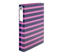 Pukka Pad A4 Ringbinder - Box of 10 Paperboard Files with D-Ring Mechanism - Inner Index and Note Organizer - Navy/Pink Stripes