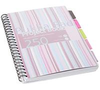 Pukka Pad, A4 Striped Project Notebook 1-Pack - 29.7 x 23cm - Wirebound Notebook with Ruled Lines on 80GSM Paper - Includes Repositionable Dividers with Storage Pockets - 250 Pages, Pink or Blue