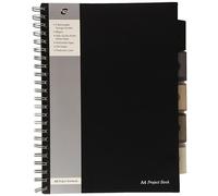 Pukka Pad A4 Wirebound Polypropylene Cover Project Book Ruled 250 Pages Black (Pack 3) - SBPROBA4