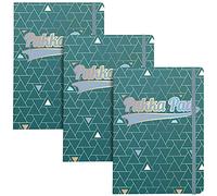 Pukka Pad, A5 Glee Journal - 8.27” x 5.83” - Geometric, Gold-Foil Notebook with Elasticated Closure for School, Work, and Office - Green, 3-Pack