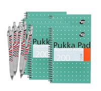 Pukka Pad A5 Squared Jotta Book - 200 Pages Wirebound Notebook, Squares Grid 80GSM Paper & Perforated Edges for School, Office & Journaling, Variations Available with Free Zebra Ballpoint (Pack of 5)