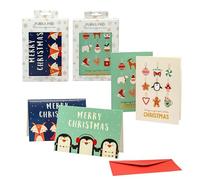 Pukka Pad A6 Christmas Card Bundle - Animals and Bauble Designs - 2 Packs of 10 Festive Holiday Cards with Red Envelopes - Blank Inside for Personal Message - Recyclable Packaging