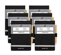 Pukka Pad, A7 Pocket Book and Pencil - Pack of 6 Head-Bound Notepads with Elasticated Closures and Pencil Holders - 200 Pages of 60GSM Paper with 8mm Lines Per Pad - 86 x 129cm, Black