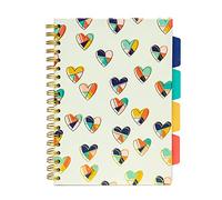 Pukka Pad B5 size, heart flowers love project book, 5 subject notebook diary ruled, 200 pages, 80gsm, wirebound, hard back, page perforation, dividers with storage pockets