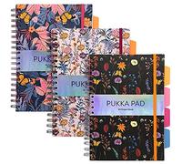 Pukka Project Book Bloom B5 Ruled 200 Pages, 4 Dividers & Tabs - Assorted (3 Pack)