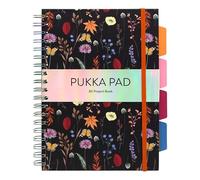 Pukka Pad Bloom B5 Project Book - Wirebound Hardcover Notebook Journal - 4 Repositionable Tabbed Dividers, Elastic Closure for Revision, Planning, Organisation - 200 Pages, Premium 80GSM Paper, Black