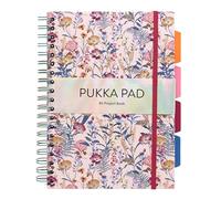 Pukka Pad Bloom B5 Project Book - Wirebound Hardcover Notebook Journal - 4 Repositionable Tabbed Subject Dividers, Elastic Closure - 200 Pages, Premium 80GSM Ivory Paper, Colour May Vary