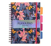 Pukka Pad Bloom B5 Project Book - Wirebound Notebook with 4 Repositionable Dividers with Tabs for Organisation and Personalisation - 200 Pages, 100 Sheets of 80GSM Paper, Blue