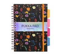 Pukka Pad Bloom B5 Project Book - Wirebound Notebooks with 4 Repositionable Dividers with Tabs for Organisation and Personalisation - 200 Pages, 100 Sheets of 80GSM Paper, Black