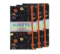 Pukka Pad Bloom Softcover Pad Notebook - 21 x 13cm - Pack of 3 Floral Designs, Black