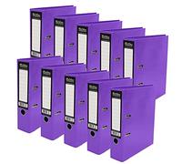 Pukka Pad, Brights A4 Lever Arch Files - 10 Pack - 70mm Spine with Customisable Label for Large Amounts of Documents and Thumb Hole Retrieval - 32 x 28cm, Purple