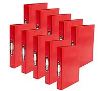 Pukka Brights A4 Ring Binders – 2 O-Ring, 40mm Spine, Customisable Label – Red 10 Pack