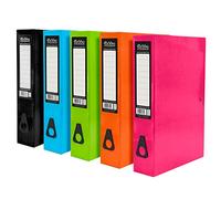 Pukka Pad, Brights Box Files - 10 Pack of Assorted Colours - 70mm Spine with Customisable Label for Large Amounts of Documents and Thumb Hole Retrieval - 37 x 24cm