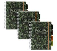Pukka Pad, Camo Knit 5-Subject Double Spiral Bound B5 Project Book with 4 Dividers - 80GSM Paper with 8mm lines and Micro-Perforated Margins - 3-Pack, B5 - 7 X 10 (9756-CAM)