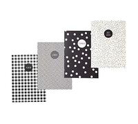 Pukka Pad, Carpe Diem 32 Page A6 4 Pack - Includes Plain, Lined, Dotted, and Planner Notebooks - Monochrome