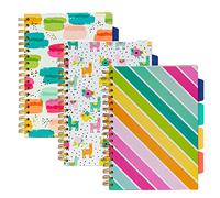 Pukka Pad, Carpe Diem 5-Project Double Spiral Bound Notebook 3-Pack with Repositionable Dividers - 200 Pages of 80GSM Paper with Perforated Edges - Color Wash, B5 10 X 7in