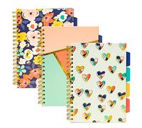 Pukka Pad, Carpe Diem 5-Project Double Spiral Bound Notebook 3-Pack with Repositionable Dividers - 200 Pages of 80GSM Paper with Perforated Edges - Floral Love, B5 10 X 7in